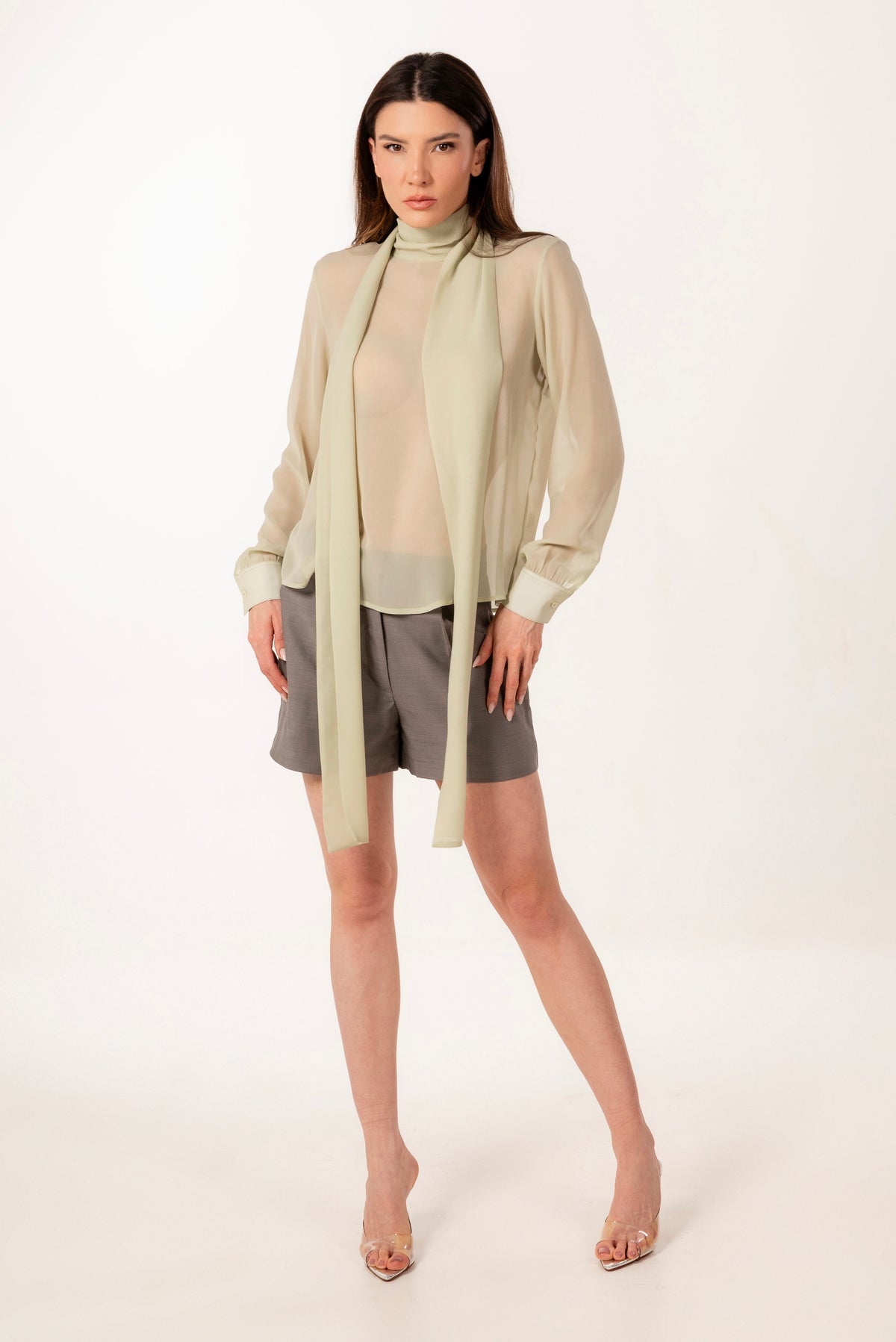 SIENNA LIGHT GREEN SILK BLOUSE