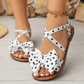 Fiorelle Women’s Bellevia Polka Dot Bow Flat Sandals – Cross Strap Cute Peep Toe Summer Shoes (US 5–10.5)