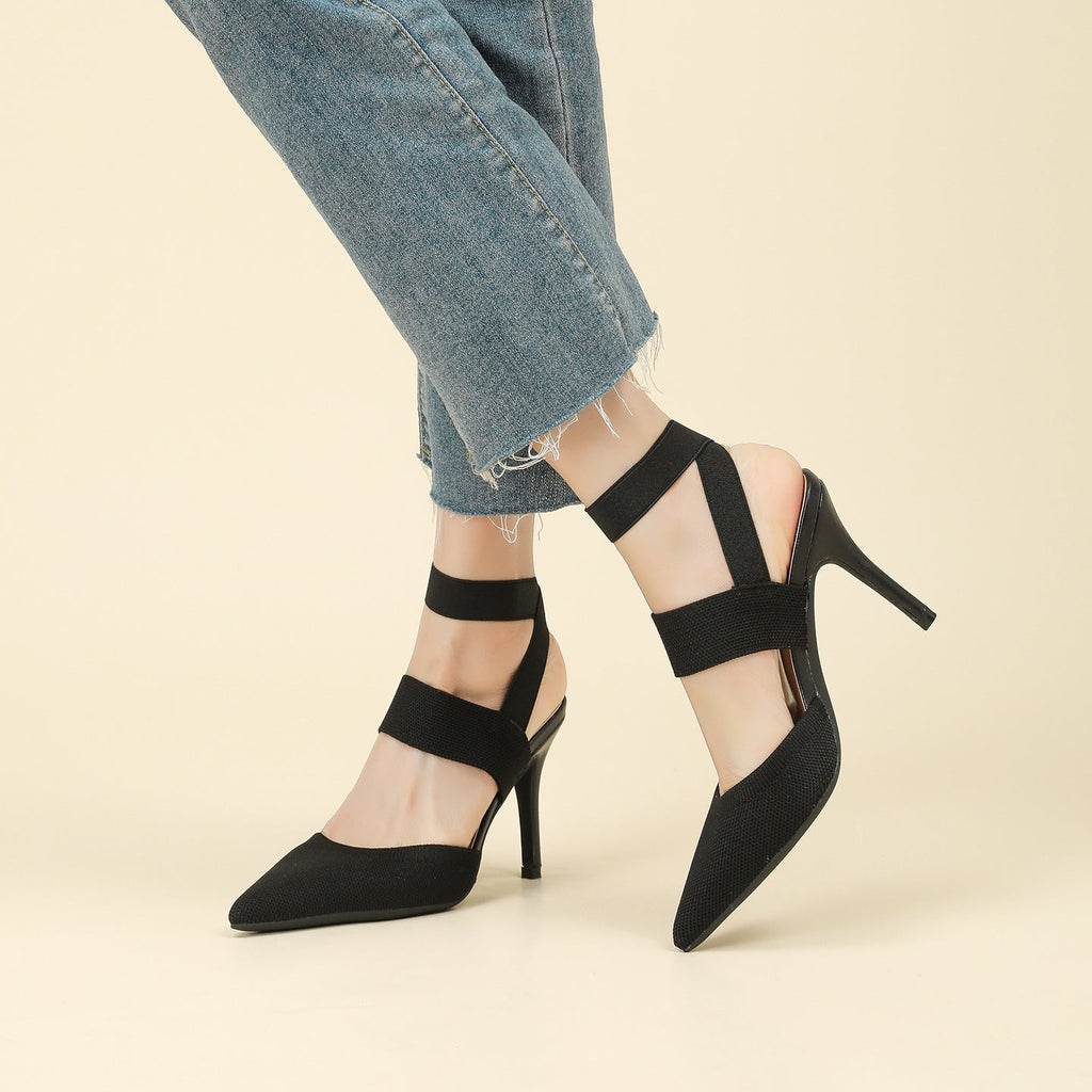 Fiorelle Women’s Amara Fabric Ankle-Strap Stiletto Pumps – Pointed-Toe Hollow Side Elegant Heels (US 4–10.5)