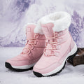 Fiorelle Women's Thermal Winter Hiking Boots - High-Cut Fleece Lined Snow Boots (Pink, White & Black - US 5-10)