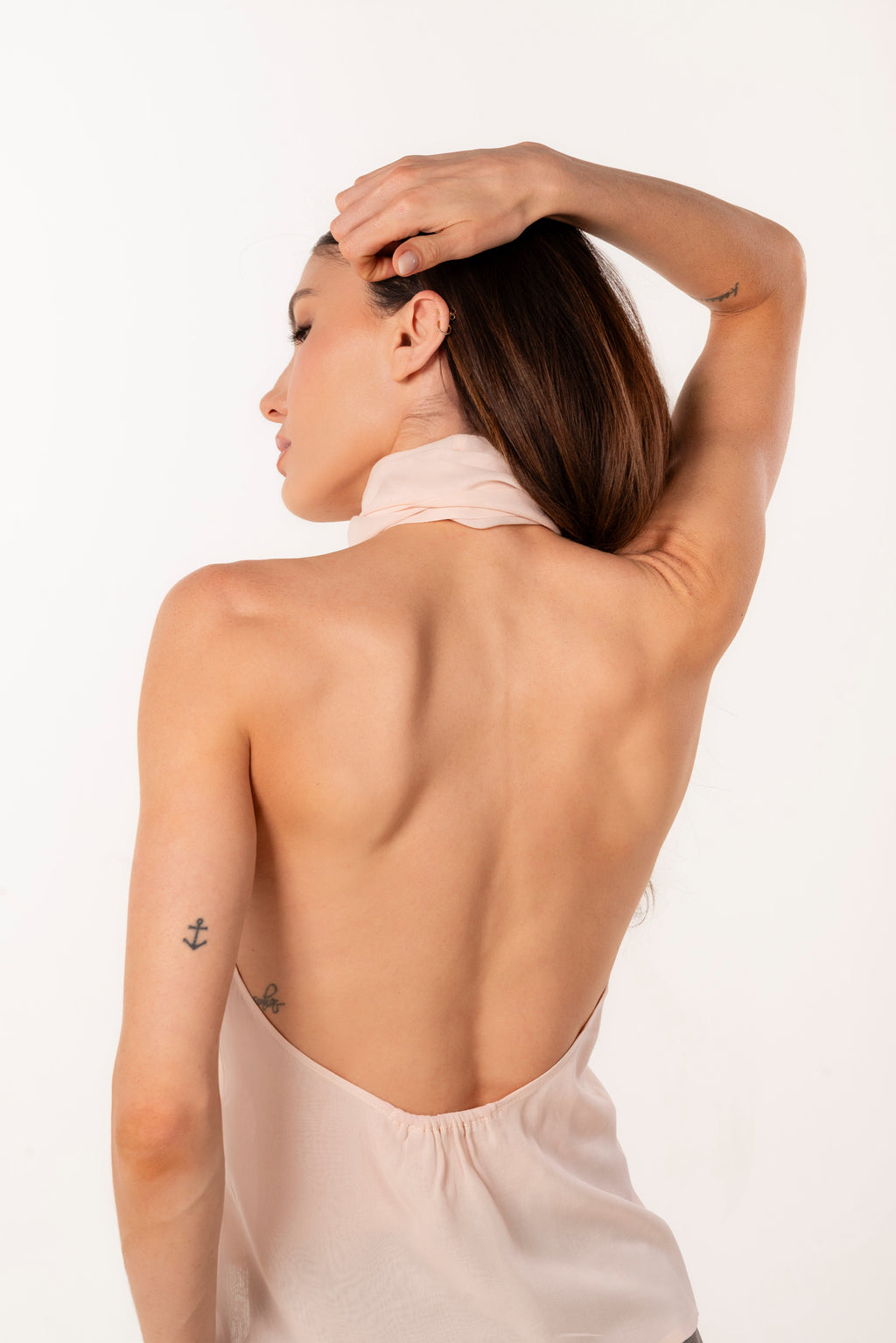 MIA LIGHT PINK SILK HALTER TOP