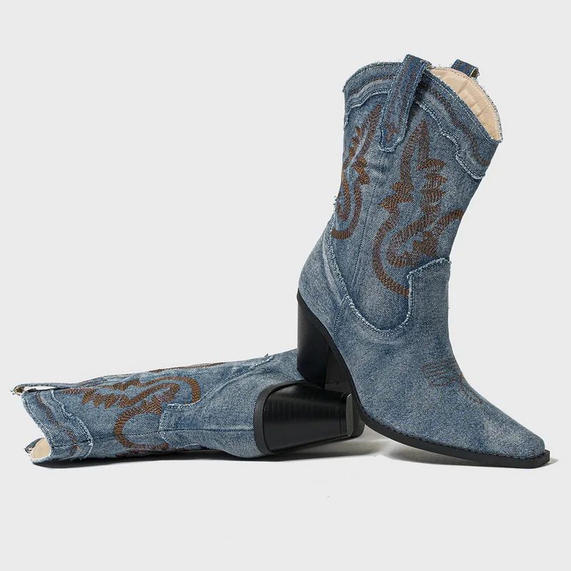 Rustic Denim Boots