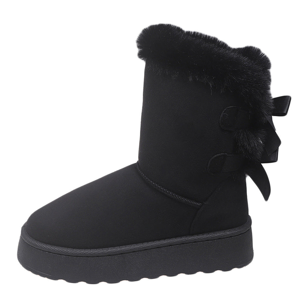 Fiorelle Women’s CozyBow Short Snow Boots – Fleece-Lined Warmth & Anti-Slip Platform (US 5–10)