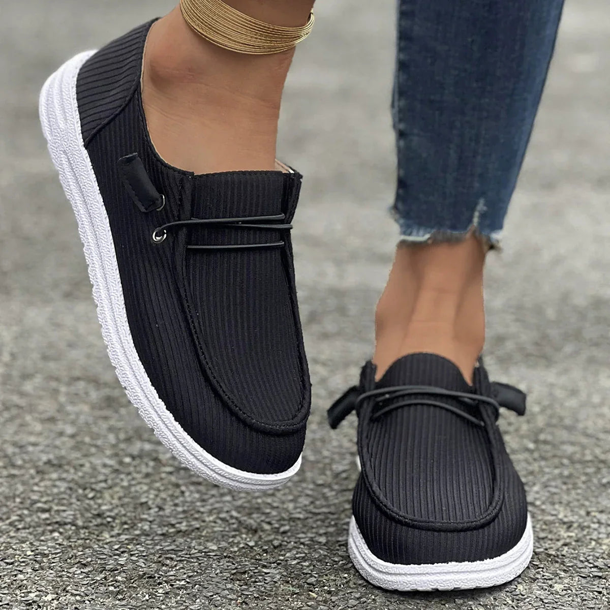 Fiorelle Large size casual shoes spring and autumn new flat-soled low-top loafers for women