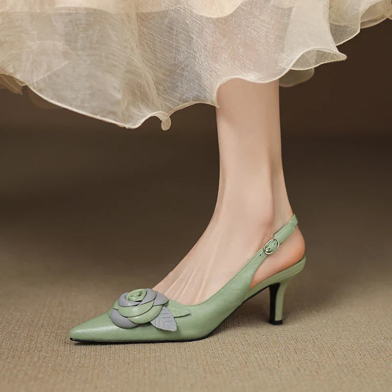 Roselle Bloom Leather Heels